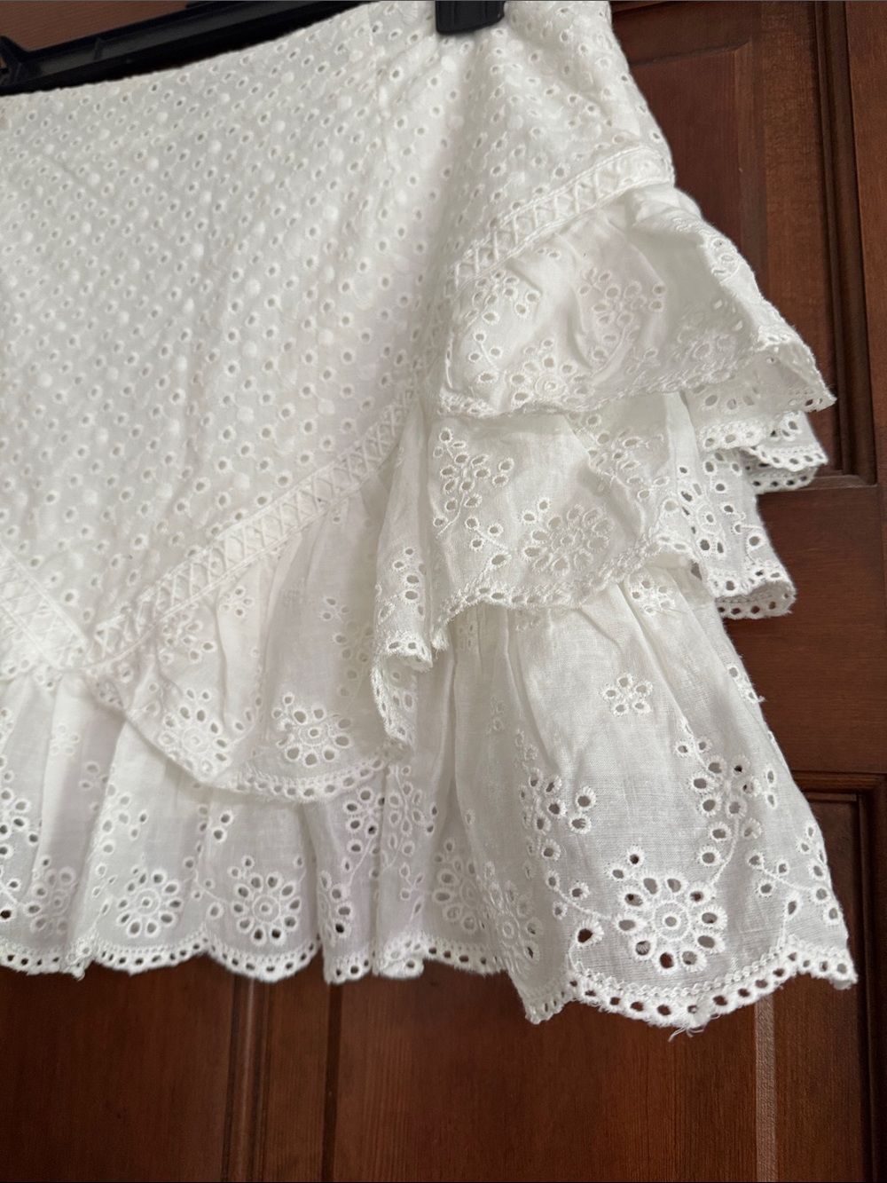 White Eyelet Ruffle Mini Skirt - Picture 2 of 5